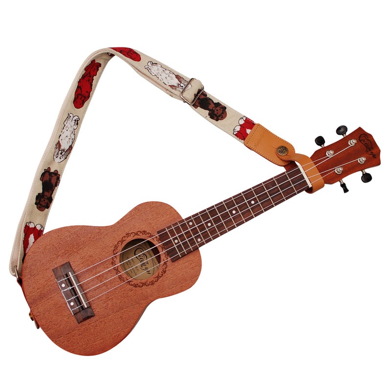 MUSIC FIRST Original Design â€œMR DOGâ€ Soft Canvas & Genuine Leather Ukulele Strap Ukulele Shoulder Strap - Image 3